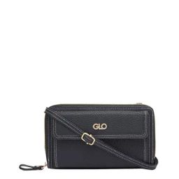 Globus Black Textured Zip Around Wallet for Women-image-24