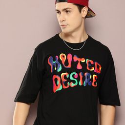 Kook N Keech Typography Printed Drop-Shoulder Sleeves Pure Cotton Oversized T-shirt-image-98