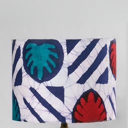Inara White & Blue Printed Metal Contemporary Cylindrical Shaped Table Lampshade-picture-24