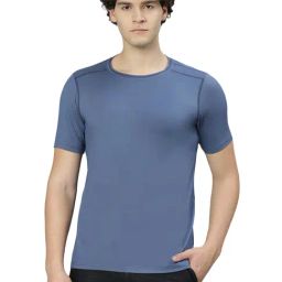 Slowave Blue Regular Fit Crew T-Shirt-image-2