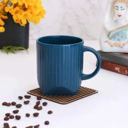 Clay Craft Teal Blue Ceramic 8 cm Milk Mug (0.35 L) - Set of 2-10