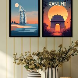 Kotart Blue & Orange 2 Pieces Travel Wooden Wall Arts-picture-32