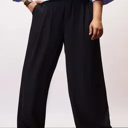 FREAKINS Endless Women Black Curve Double Button Korean Pants-image-41