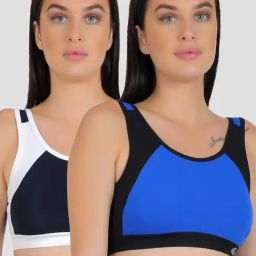 N-Gal Navy & Royal Blue Sports Bra - Pack of 2-image-91