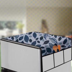 The Furnishing Tree Grey Leaf Printed Plastic Refrigerator Cover-image-92