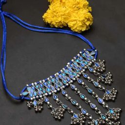Fida Enamel Teardrop Blue Necklace-image-65