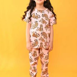 Anthrilo Kids Pink Cotton Printed T-Shirt Set-picture-36