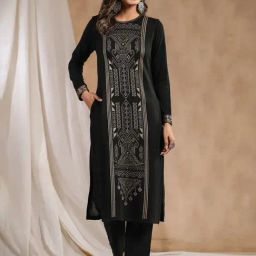 Ishin Black Printed Straight Kurta-picture-23