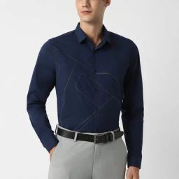 Allen Solly Navy Blue Slim Fit Printed Shirt-image-6