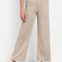 Broadstar Cream Relaxed Fit High Rise Trousers-picture-22