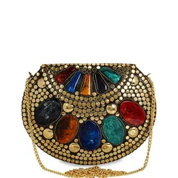 Anekaant Multicoloured Textured Clutch-image-10