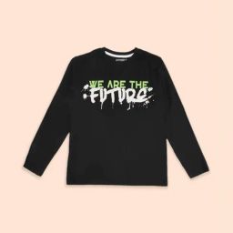 Pantaloons Junior Black Cotton Printed Full Sleeves T-Shirt-picture-5