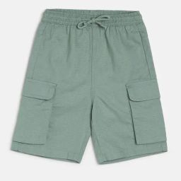 MINIKLUB Kids Sage Green Solid Shorts-image-18