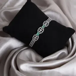 Aatmana American Diamond Silver Plated Bangle Style Bracelet-45