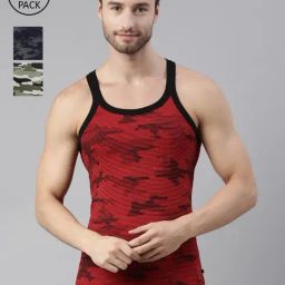 Dixcy Scott Maximus Multi Cotton Regular Fit Printed Vest - Pack Of 3-image-55