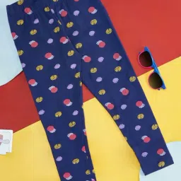 Pantaloons Junior Navy Cotton Printed Leggings-image-68