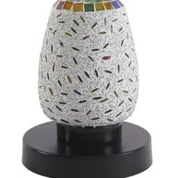 Devansh White & Red Textured Mosaic Glass Table Lamp image 5