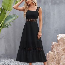 ZELZIS Shoulder Straps A-Line Midi Dress-image-16