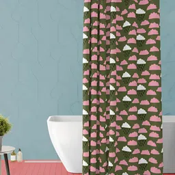 ArtzFolio Green & Pink Printed Waterproof Shower Curtain-image-93