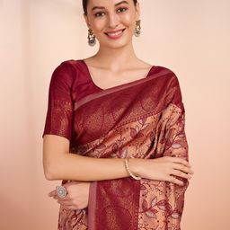 Shreyansh creation Ethnic Motifs Woven Design Zari Pure Silk Banarasi Saree-picture-58