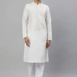 Manthan Men White Solid Straight Kurta-image-23