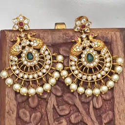 FIRST TOUCH Pearl and Stone Chandbalis Earrings-image-21