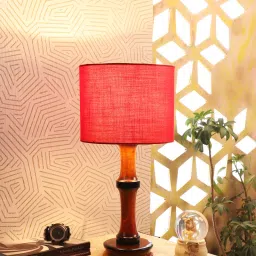 Tucasa NTU-156 B-22 Table Lamp with Wood Base (Red) image 5