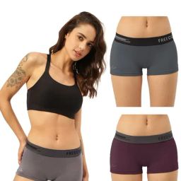 Freecultr Multicolored Plain Boy-Shorts Panties - Pack Of 3-7
