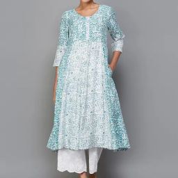 Melange by Lifestyle Blue Printed A Line Kurta-picture-9