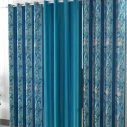 Galaxy Home Decor Blue Set of 3 Floral Long Door Curtain-image-13