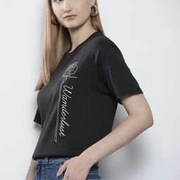 Boohoo Typography Printed Pure Cotton T-shirt-image-29