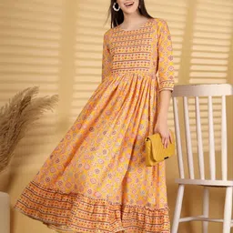 RANGEELO JAIPUR Women Ethnic Motifs Print Fit & Flare Maxi Dress-image-73