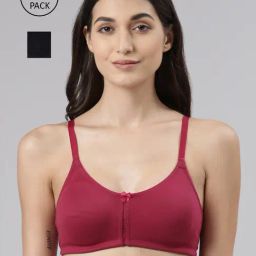 Dollar Missy Pink & Black Cotton Full Coverage Bra - Pack Of 2-image-69