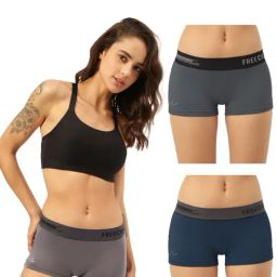 Freecultr Multicolored Plain Boy-Shorts Panties - Pack Of 3-12