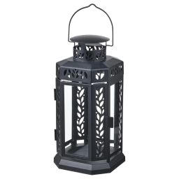 ikea enrum Lantern f block candle, in/outdoor, black, 28 cm-picture-4