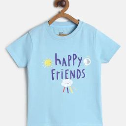 MINIKLUB Kids Aqua Blue Printed T-Shirt-image-46