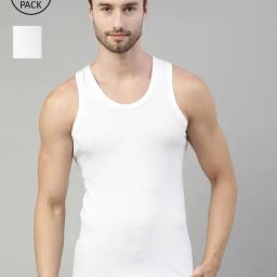 Dixcy Scott Originals White Cotton Regular Fit Vest - Pack Of 2-image-45