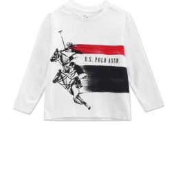 U.S. Polo Assn. Kids White & Black Cotton Printed Full Sleeves T-Shirt-image-74