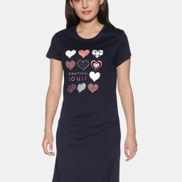 TWIN BIRDS Blue Printed Sleep Tee-image-30