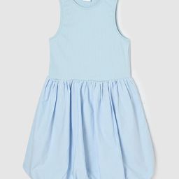 max Girls Cotton Solid Round Neck A-Line Dress-46
