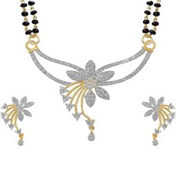 Frap Silver-Plated Artificial Stones Studded And Beaded Mangalsutra-image-72