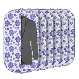 Kuber Industries Blue & White 6 Pieces Printed Non-Woven Suit Organisers With Zip-12