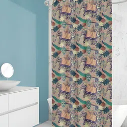 ArtzFolio Beige & Green Printed Waterproof Shower Curtains-picture-12