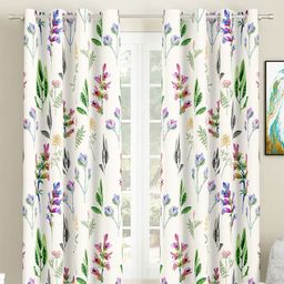 SEJ by Nisha Gupta Set of 2 Floral Eyelet Window Curtains -White-55
