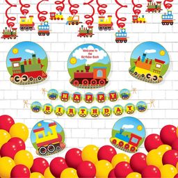 Untumble Train Theme Birthday Decorations Swirls Kit for Kids - Pack of 56-image-71