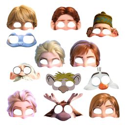 Zyozi 12 Pcs Frozen Birthday Party Favors Frozen Masks for Kids Frozen Paper Masks Multicolor-20