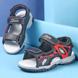 Cute Walk by Babyhug Slip On Sandals with Sports Print & Velcro Closure - Black-picture-12