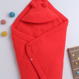 Yellow Apple Hooded Blanket cum Wrapper - Red-image-77