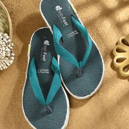 Fresh1947Feet Textured Super Comfortable Flip Flops - Teal Blue-image-73