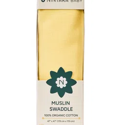 Nintara Baby Soft, Breathable, Lightweight, 100% Organic Cotton Extra-Large Swaddle Pack of 1 - Happy Yellow-picture-12